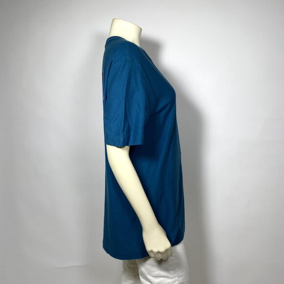 LOUIS VUITTON Teal Cotton Jacquard Velour 'Space' Logo Tee - Picture 4 of 8